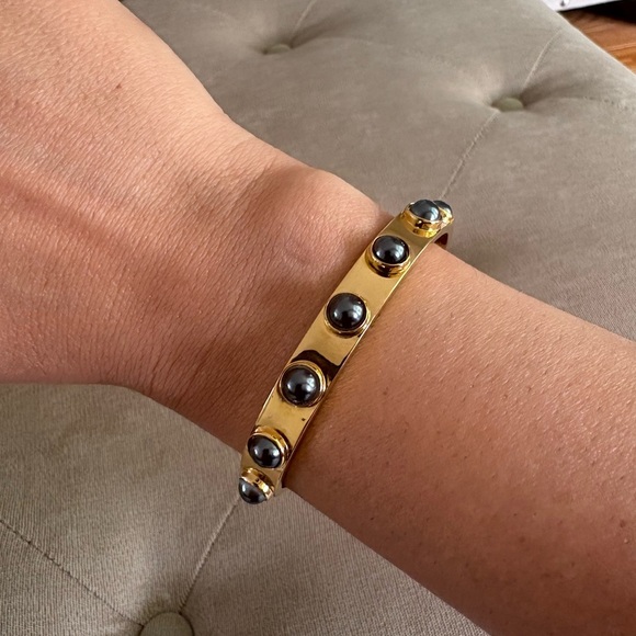 Kate Spade Gold Bangle Cuff bracelet with Black Accents - Picture 1 of 6